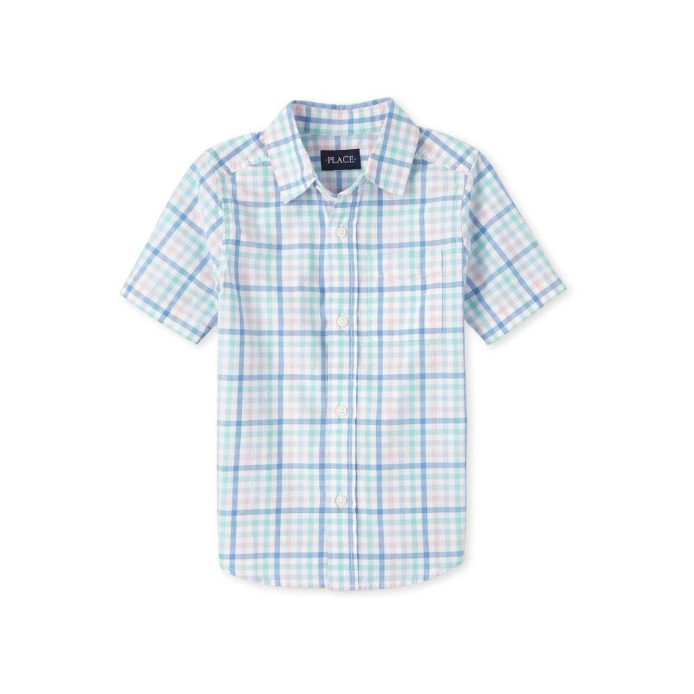 The children's Place Oxford Plaid Shirt with Nautica Bermuda Shorts size medium